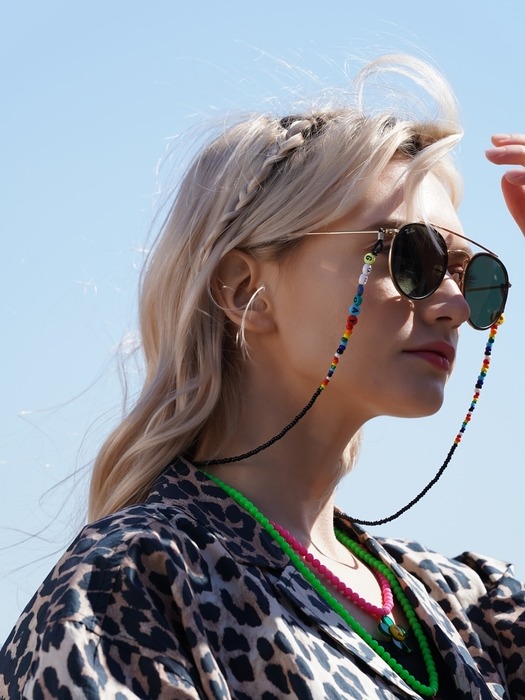 Kitsch color beads chain glasses strap 컬러 비즈 체인 선글라스줄 스트랩