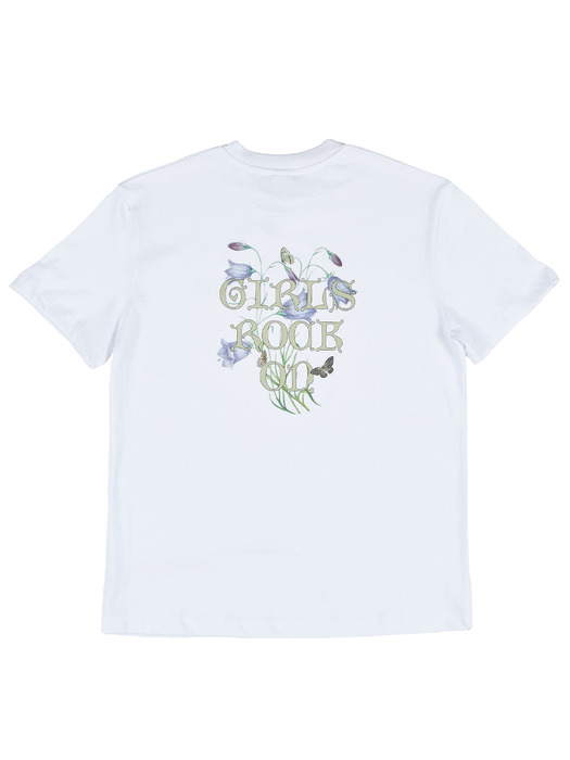 GIRLS ROCK ON HALF SLEEVE TEE [WHITE]