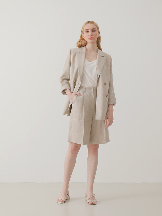 [SET] Natural Beige Double Line Suit