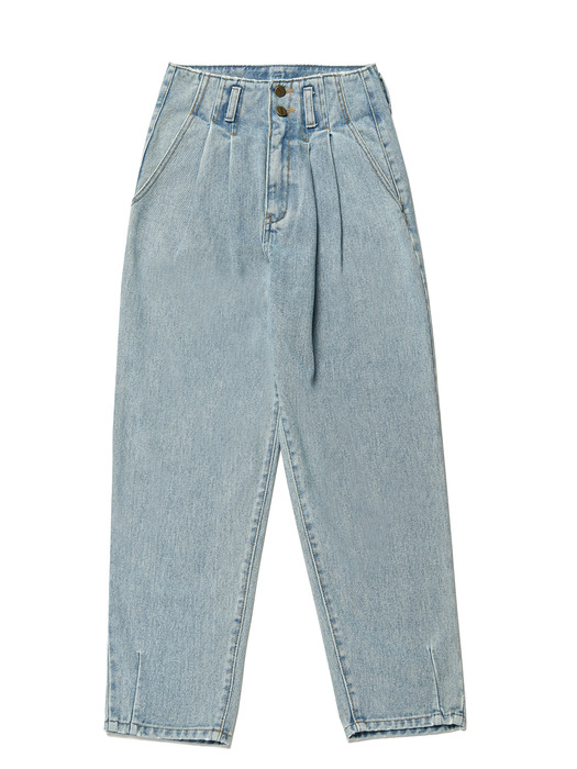 High Waist Pintuck Baggy Jeans