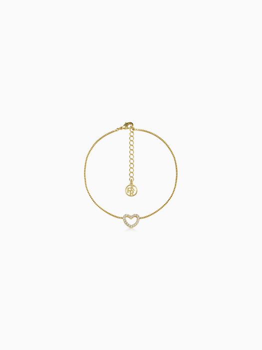 HEART LINE HEART CUBIC GOLD ANKLET