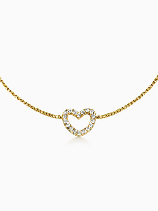 HEART LINE HEART CUBIC GOLD ANKLET