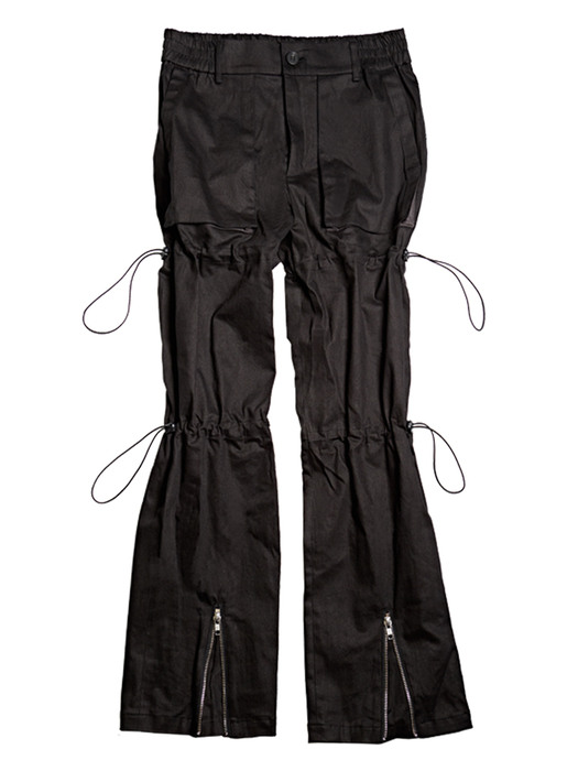 Black String Zip Trousers