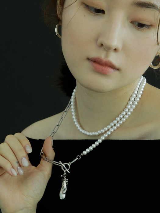 Chain&stone pearl N