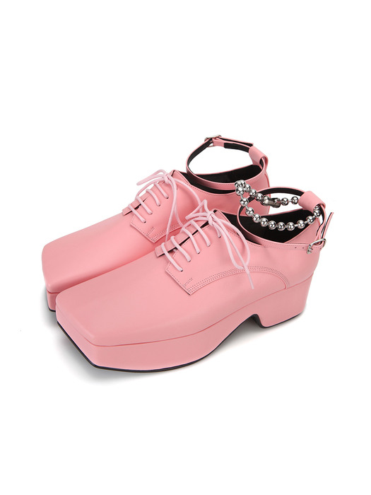 Squared toe derby platforms (+ball chain) | Pink