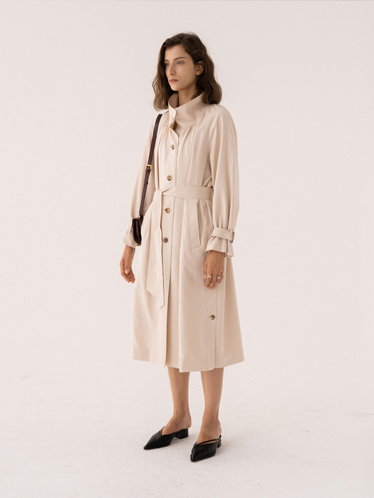 SS21 Shirring Trench Coat Pale-beige
