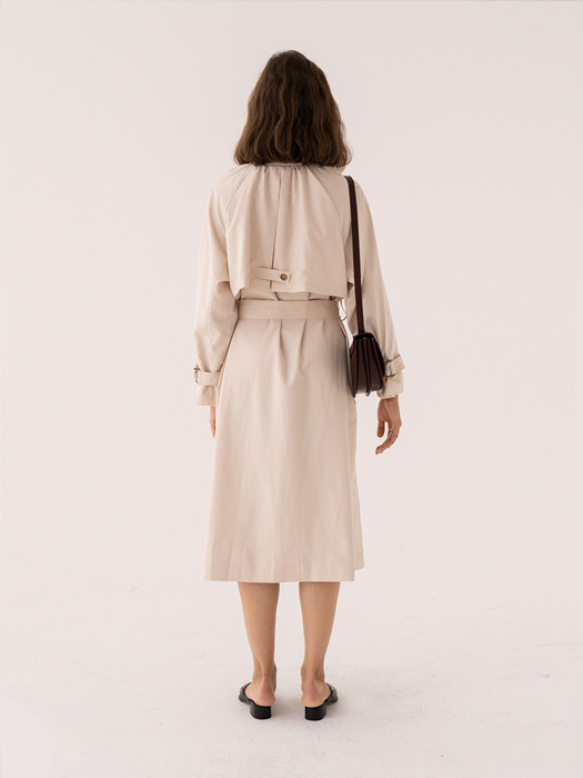 SS21 Shirring Trench Coat Pale-beige