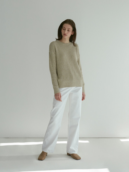 Boucle Ribbed Sweater (Beige)