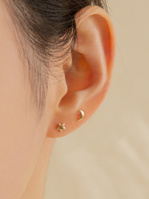 14k gold volume star earrings (14k 골드) a06