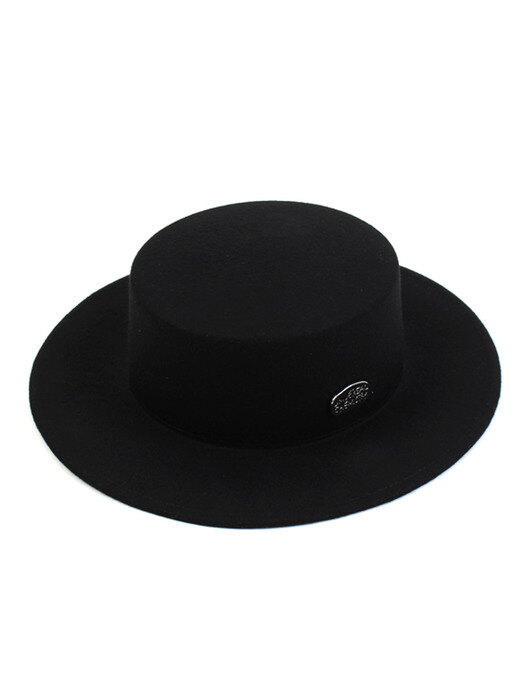 Silver Thunder Flat Wool Black Fedora 울페도라