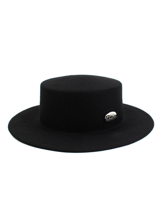 Silver Thunder Flat Wool Black Fedora 울페도라