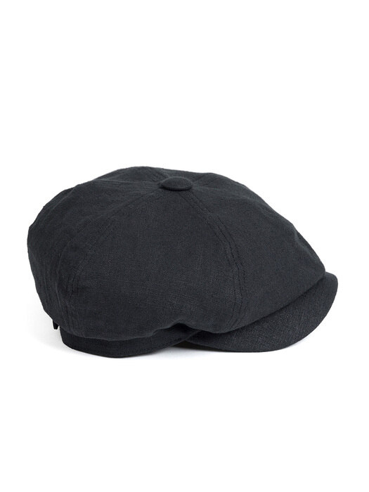 LB LINEN NEWSBOY CAP (black)