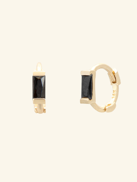 14k Gold Baguette Cubic Mini Onetouch Ring Earring (14k 골드) a09