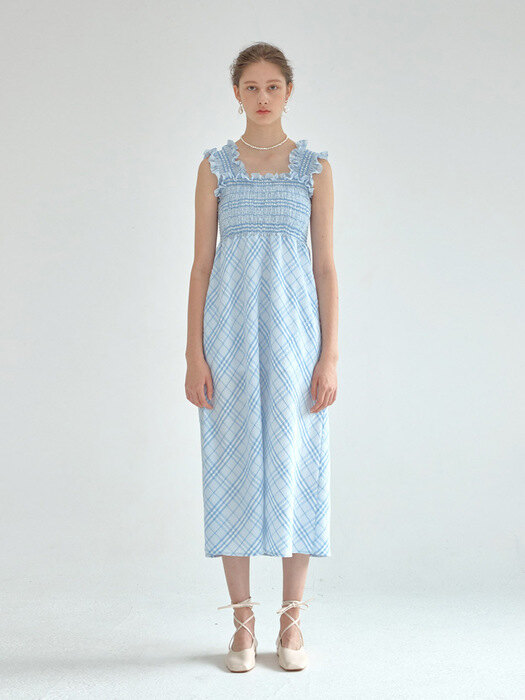 LINA SMOCKING SLEEVELESS DRESS_L/BLUE (EEOO2OPR01W)