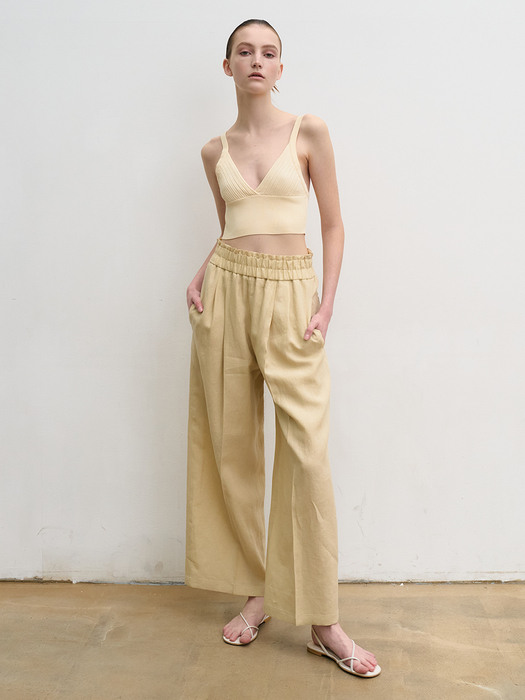 Linen wide trousers (gold)