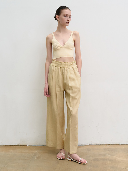 Linen wide trousers (gold)