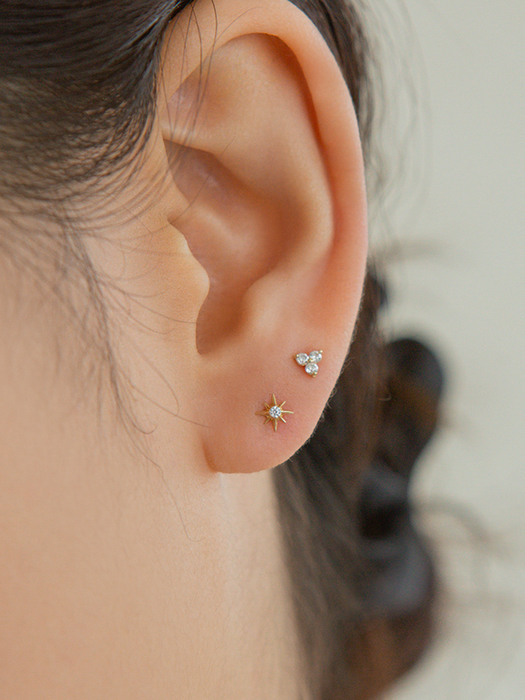 14K Gold Cutting Star Cubic Piercing, Earrings (14k골드) s11