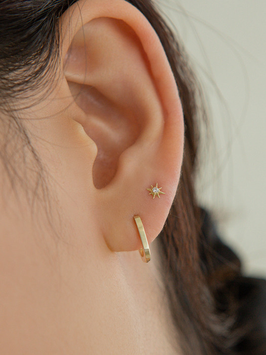 14K Gold Cutting Star Cubic Piercing, Earrings (14k골드) s11