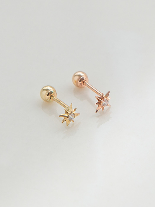 14K Gold Cutting Star Cubic Piercing, Earrings (14k골드) s11