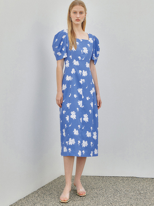 BLUE RACHEL PRINT DRESS