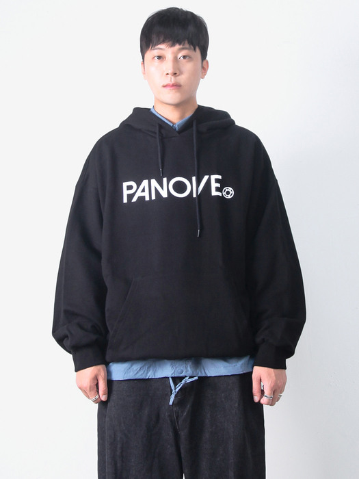 pnv010_panove over fit logo hoodie (black)