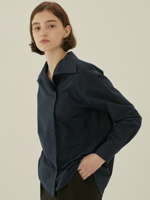 Cotton Wrap Shirt - Navy