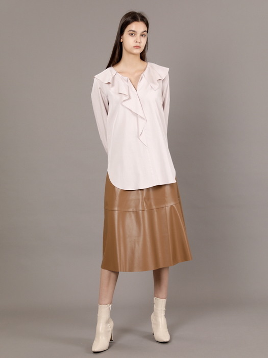 Ruffle Pearl Button Blouse_PALE PINK 러플 펄버튼 블라우스_페일핑크