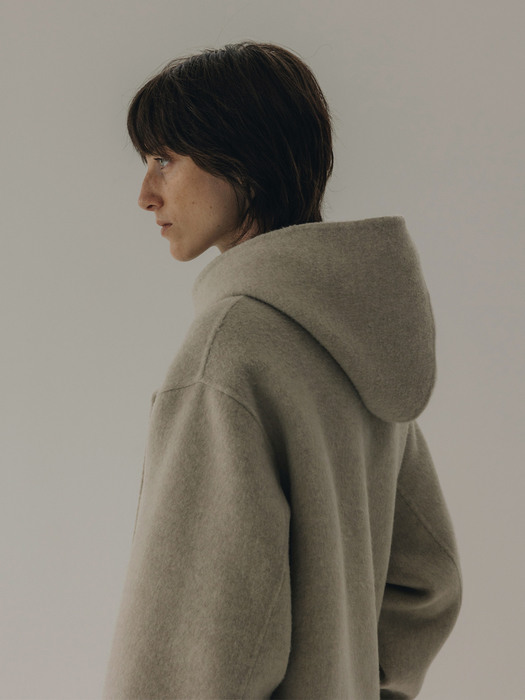 hoodie shawl coat (oatmeal)