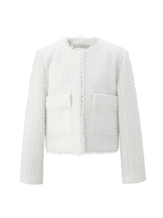 Tweed cropped jacket - White