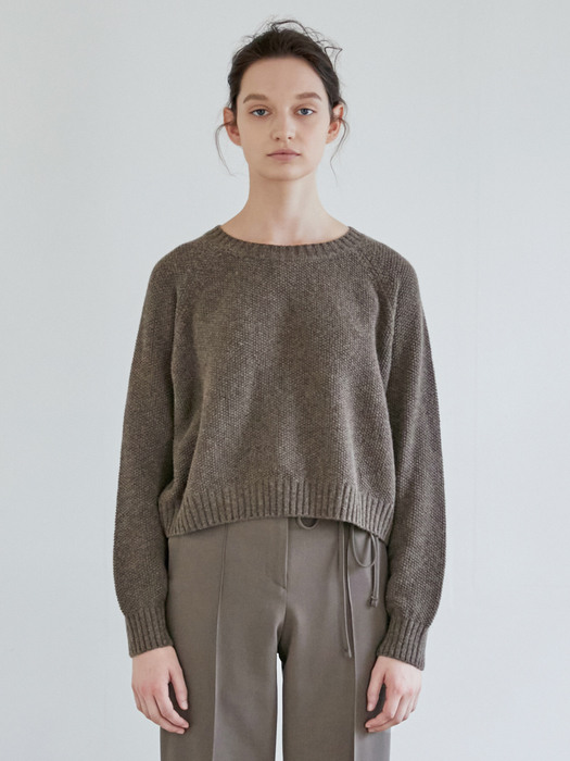 CASHMERE CROPPED KNIT_Deep brown