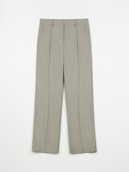 Pleated Wide Pants (Beige)