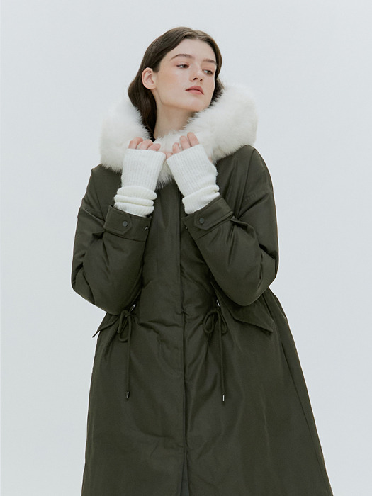 FOX FUR HOODED GOOSE DOWN LONG JUMPER [3COLOR]