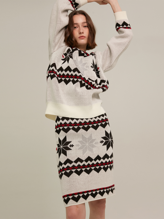 R NORDIC PATTERN KNIT SKIRT