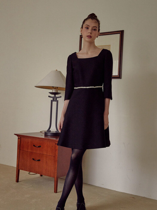Luminous Wool Silk Dress_Black