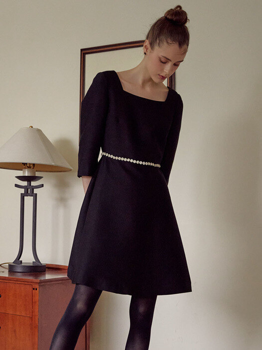 Luminous Wool Silk Dress_Black