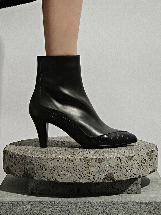 [리퍼브][235]1229 Heyas Wave Ankle Boots-black