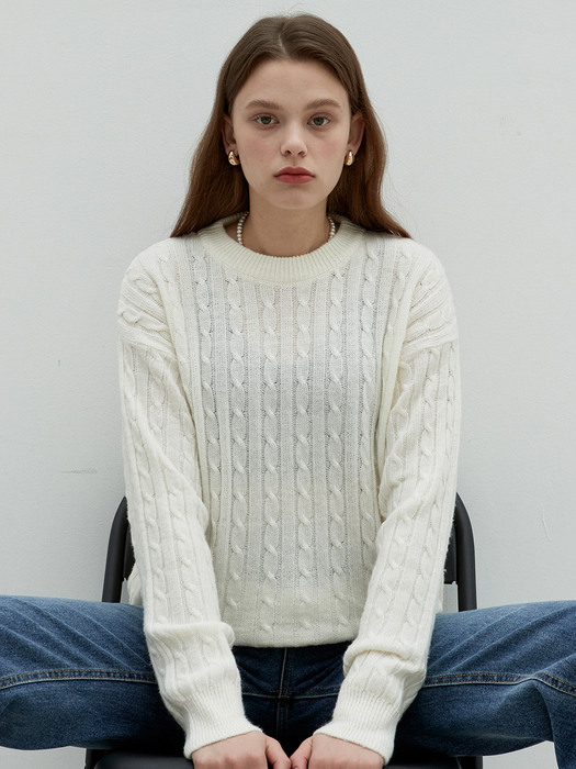 iuw1115 cable V knit (ivory)