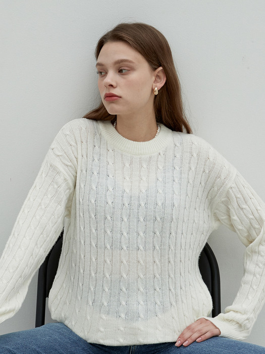 iuw1115 cable V knit (ivory)