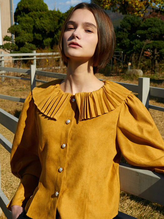 amr1343 pleats collar blouse (mustard)