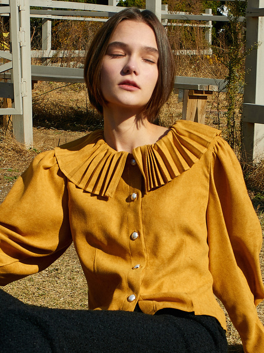 amr1343 pleats collar blouse (mustard)