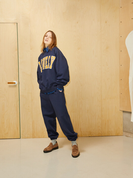LOGO EMBROIDERY FLUFF JOGGER PANTS HOLIDAY EDITION NAVY