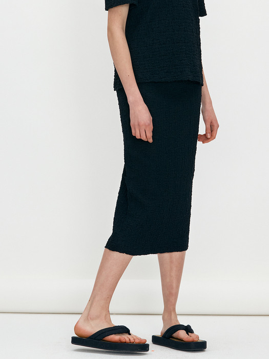 Crinkle slit skirt - Black