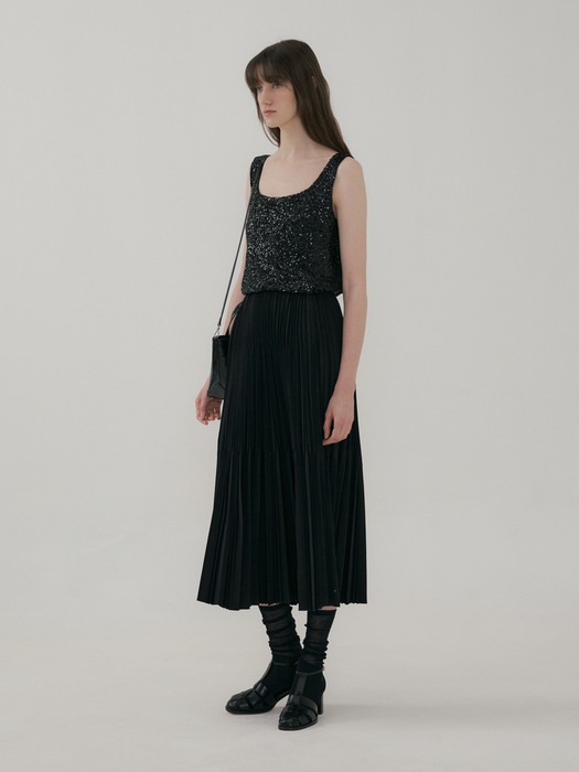 ACCORDION PLEATS LONG SKIRT (BLACK)