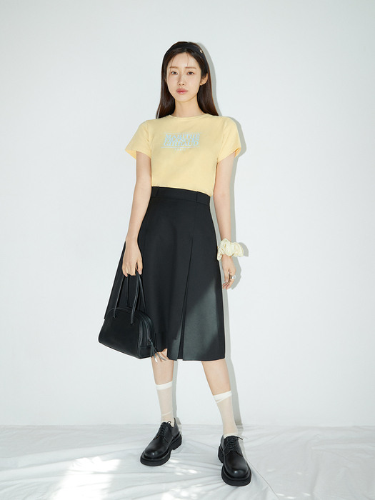 W PLEATS SKIRT black