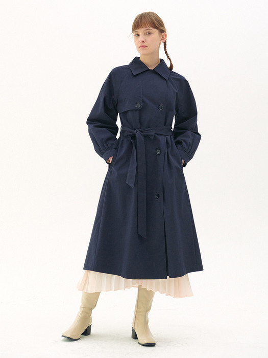 A-line Trench Coat_navy