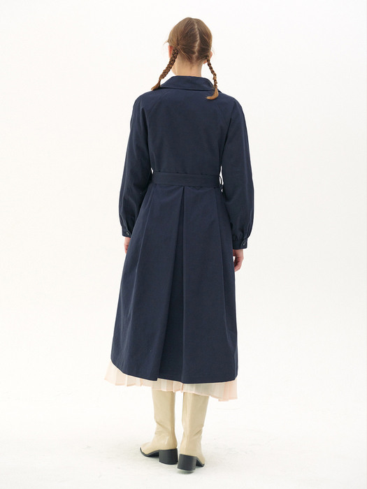A-line Trench Coat_navy