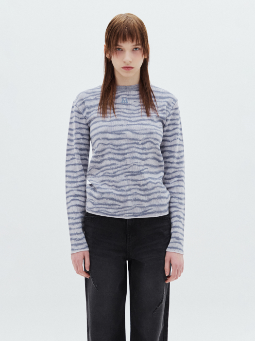 GRADATION WAVE KNIT TOP IN BLUE
