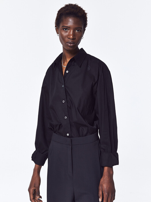 silky cotton shirt_black