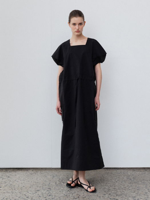 Structural Puff Dress_Charcoal