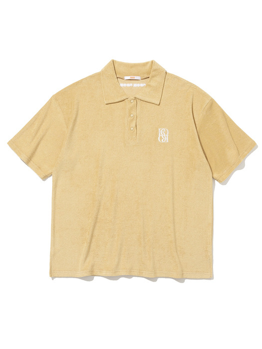 Terry Button Collar T-shirt [CREAM YELLOW]